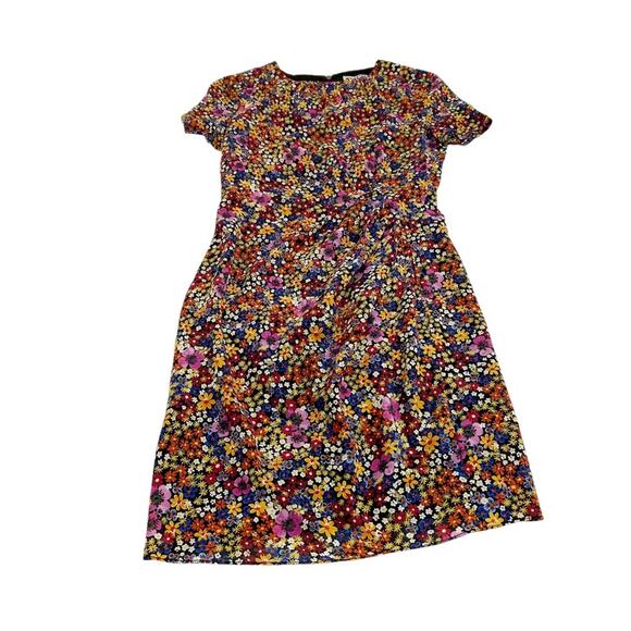 Whistles Multicolor Floral Silk Dora Bodycon Dual Zipper Dress, Size 6 - Picture 6 of 15